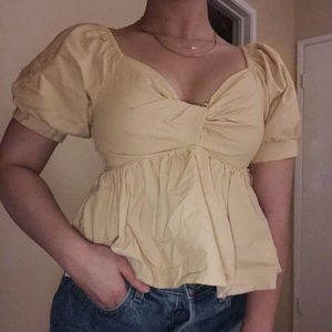 Cream-Tan Peplum Top
